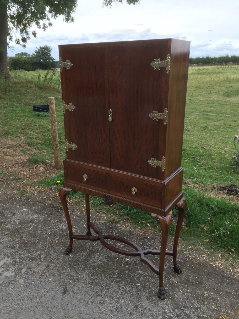 Edwardian mahogany cabinet on cabriole legs  View II