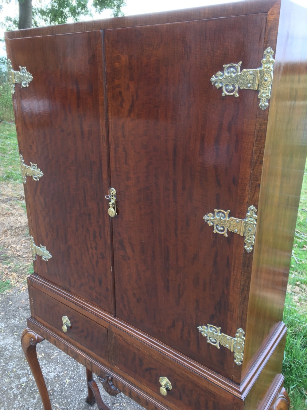 Edwardian mahogany cabinet on cabriole legs  View V