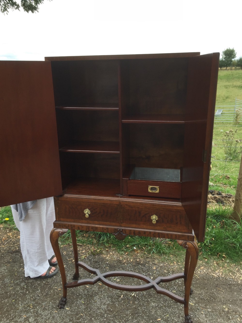 Edwardian mahogany cabinet on cabriole legs  View XII