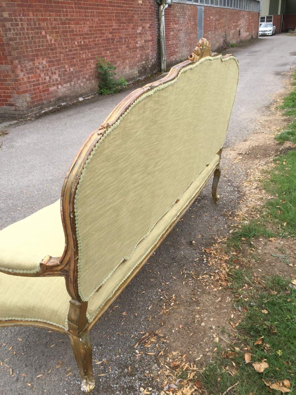 French three seater sofa with carved and gilded frame circa 1900 View IX