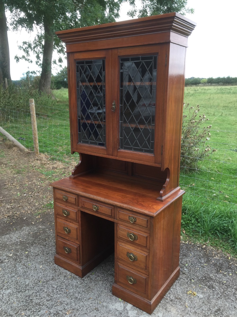 Late nineteenth century solid walnut bookcase  View III