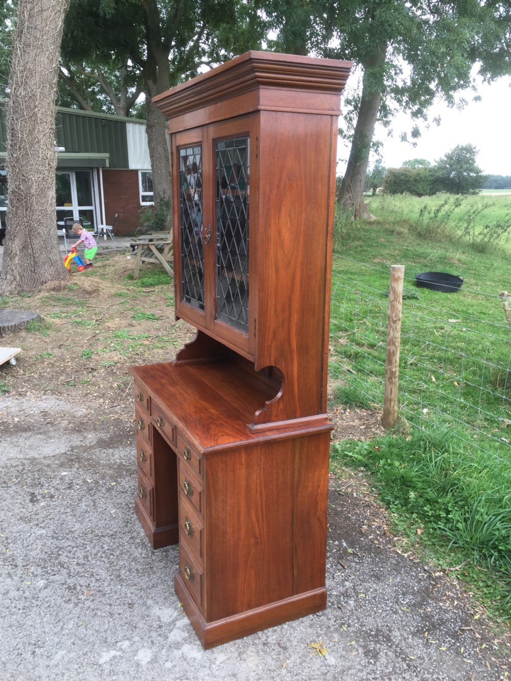 Late nineteenth century solid walnut bookcase  View V