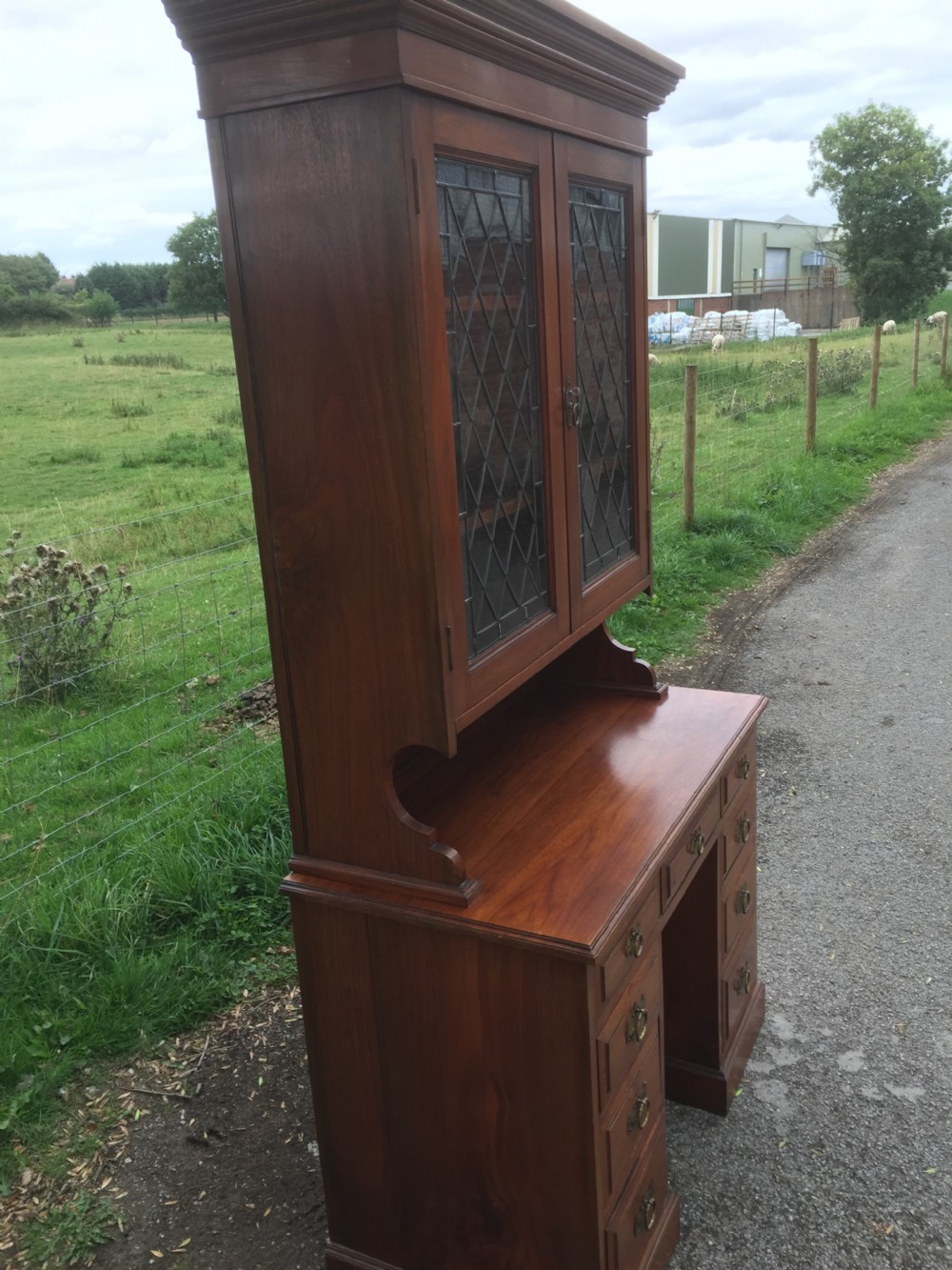 Late nineteenth century solid walnut bookcase  View VIII
