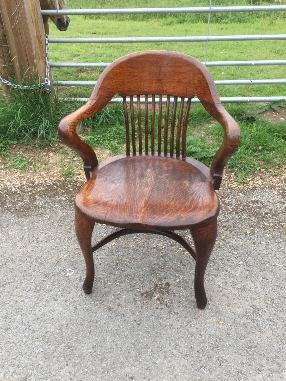 Nineteenth century golden oak desk chair View II