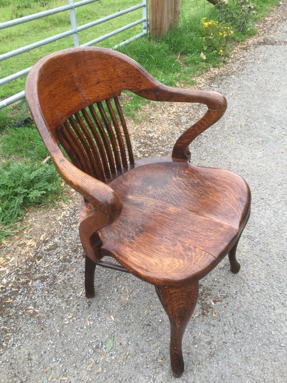 Nineteenth century golden oak desk chair View III