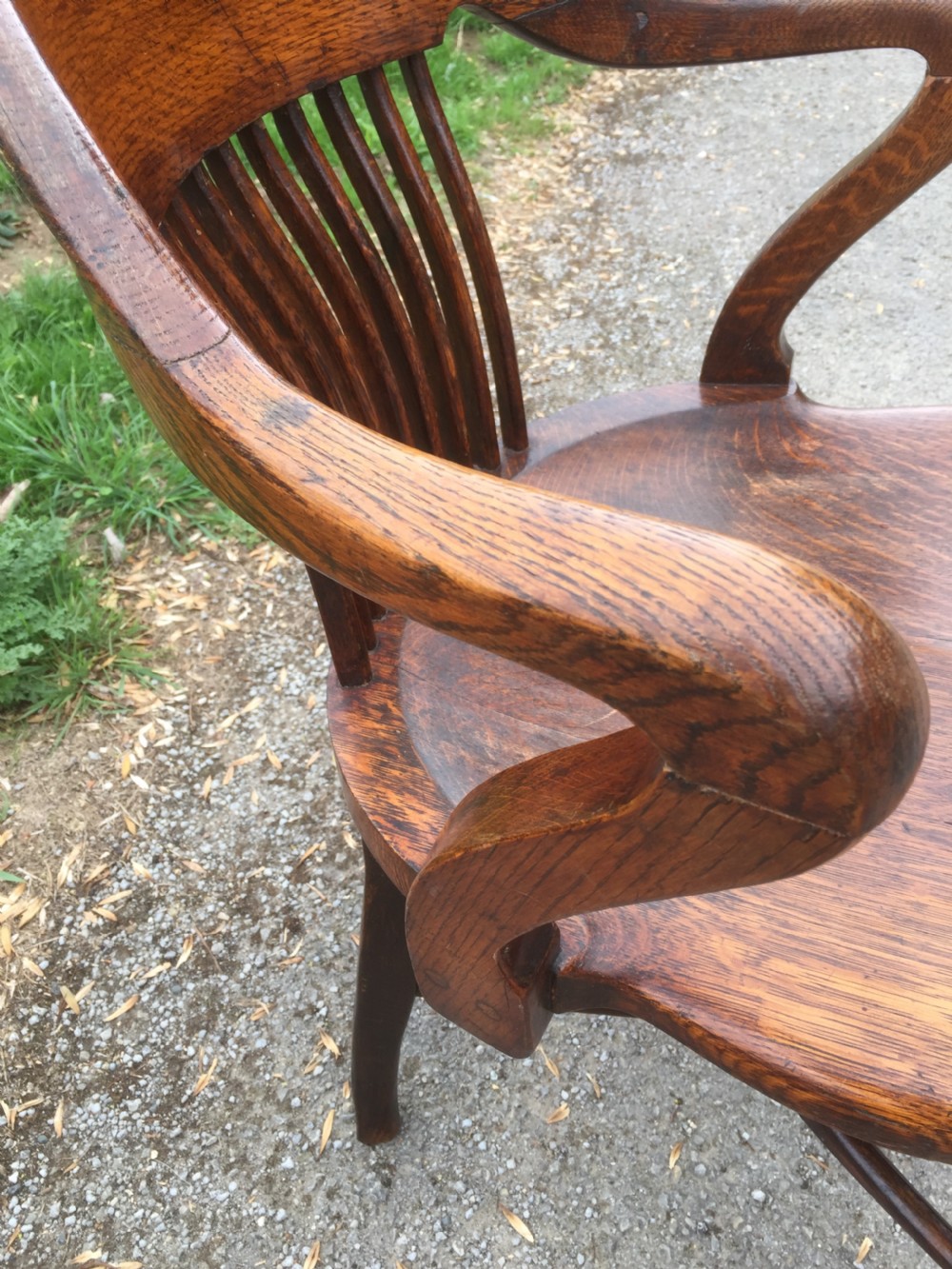 Nineteenth century golden oak desk chair View VII