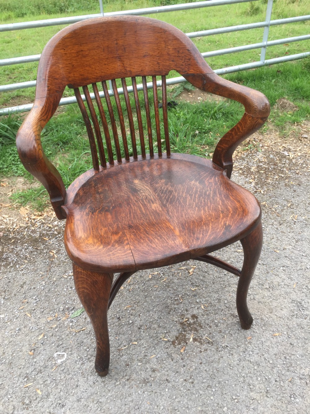 Nineteenth century golden oak desk chair View X