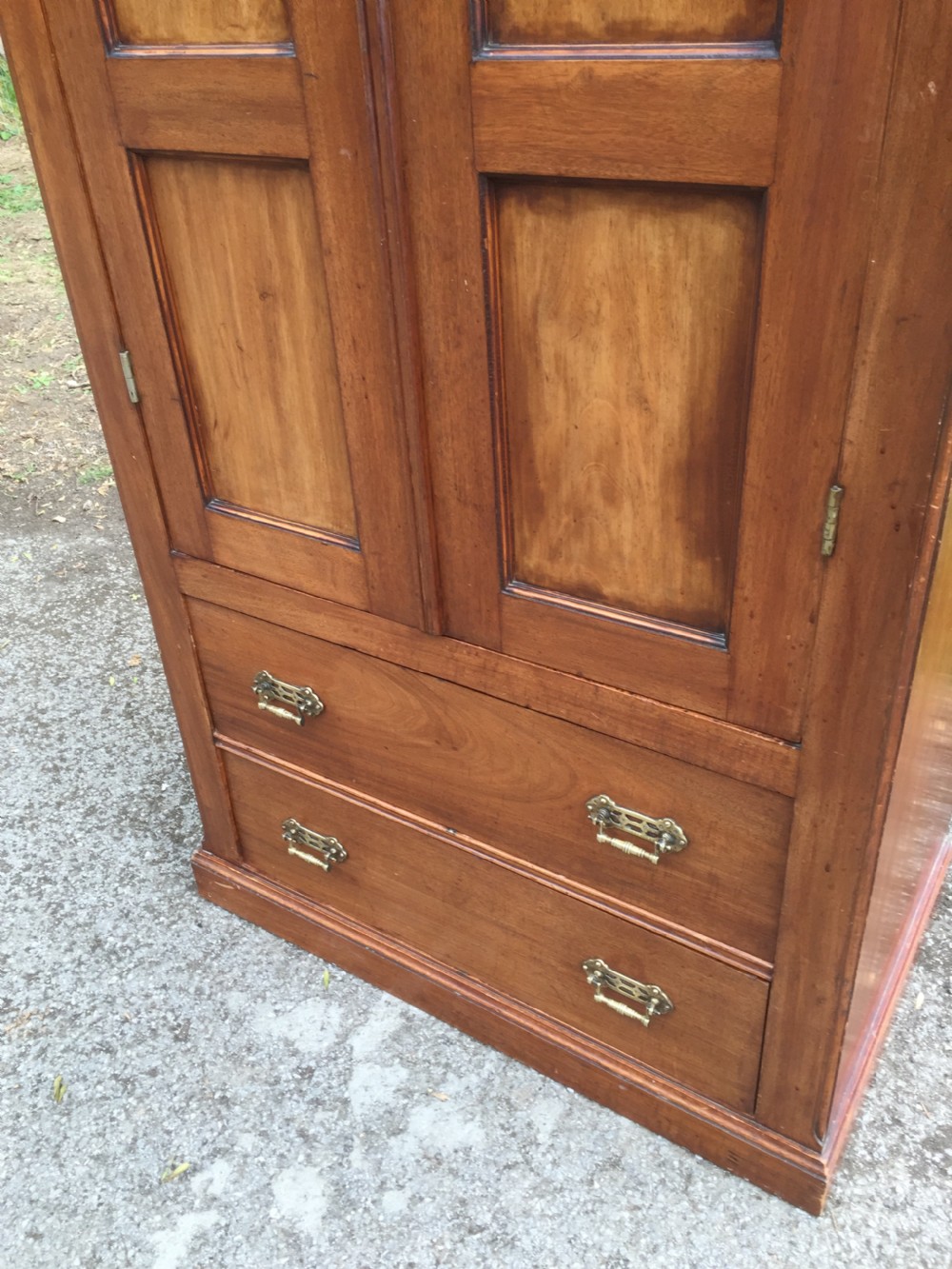 Late nineteenth century solid walnut two door wardrobe  View II
