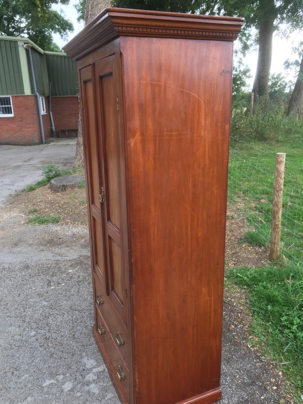 Late nineteenth century solid walnut two door wardrobe  View IV