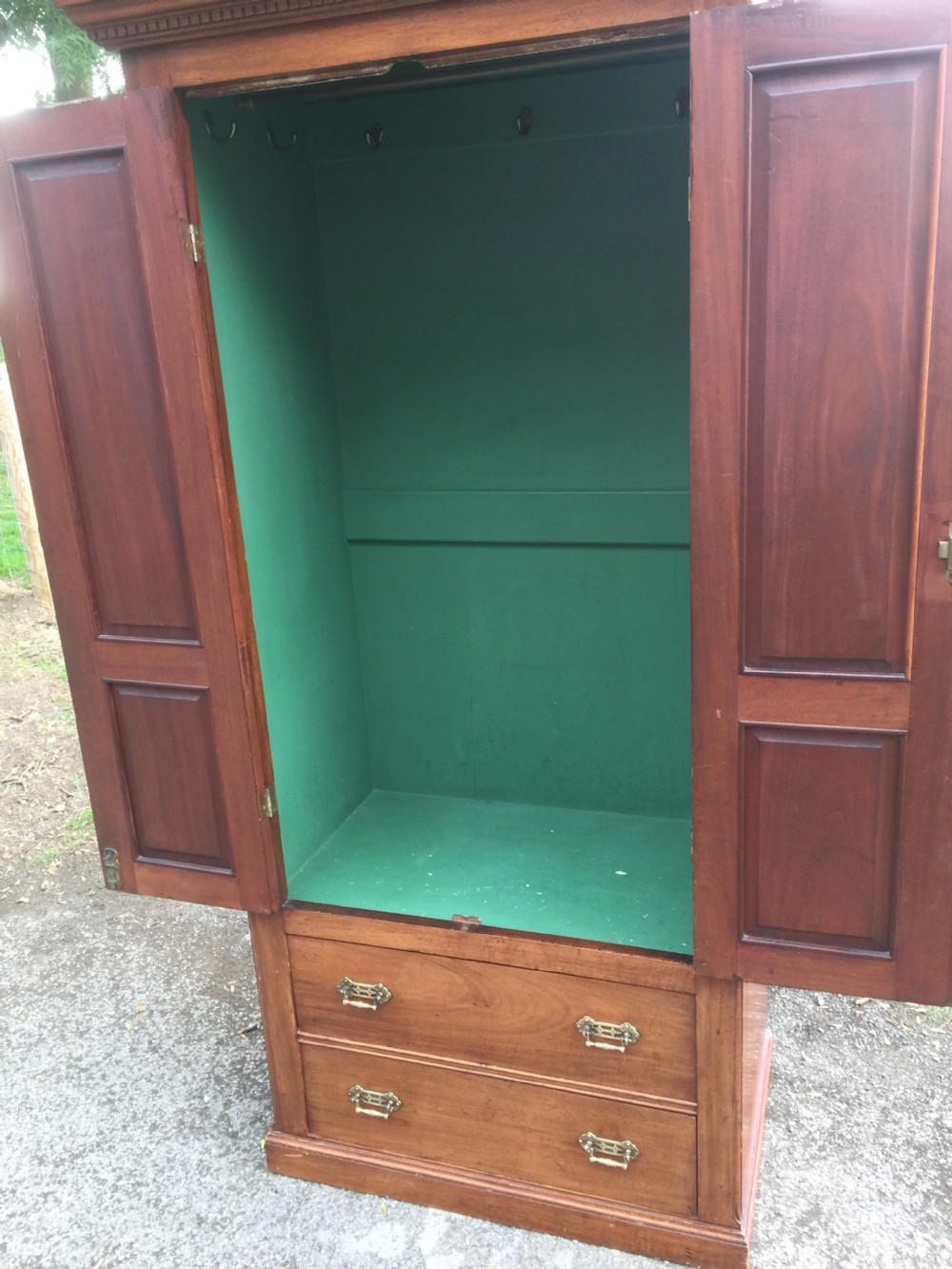 Late nineteenth century solid walnut two door wardrobe  View V