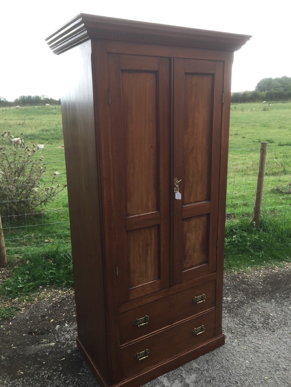 Late nineteenth century solid walnut two door wardrobe  View XII