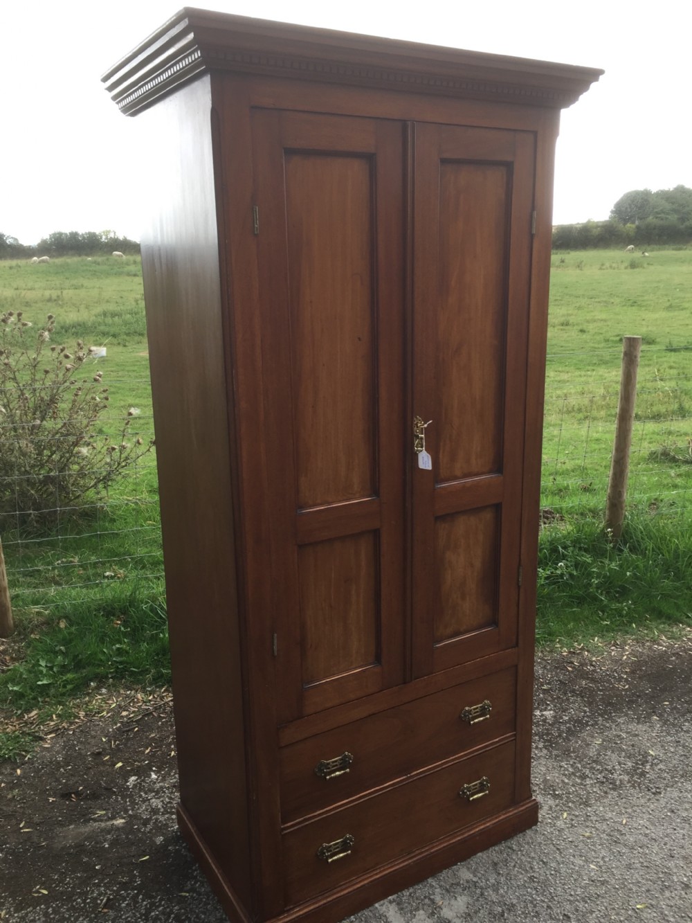 Late nineteenth century solid walnut two door wardrobe  View XIV