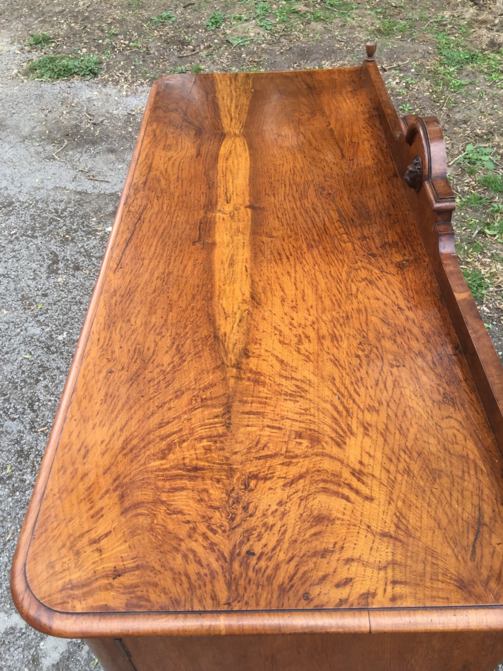 Antique nineteenth century pollard oak low three door cupboard  View III