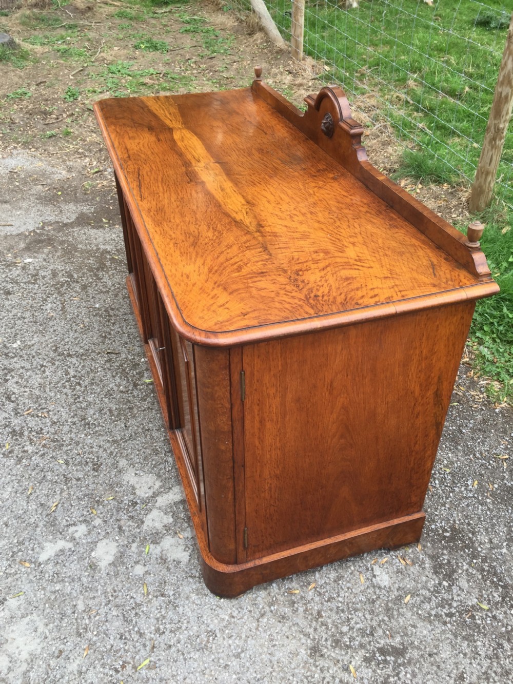 Antique nineteenth century pollard oak low three door cupboard  View IV