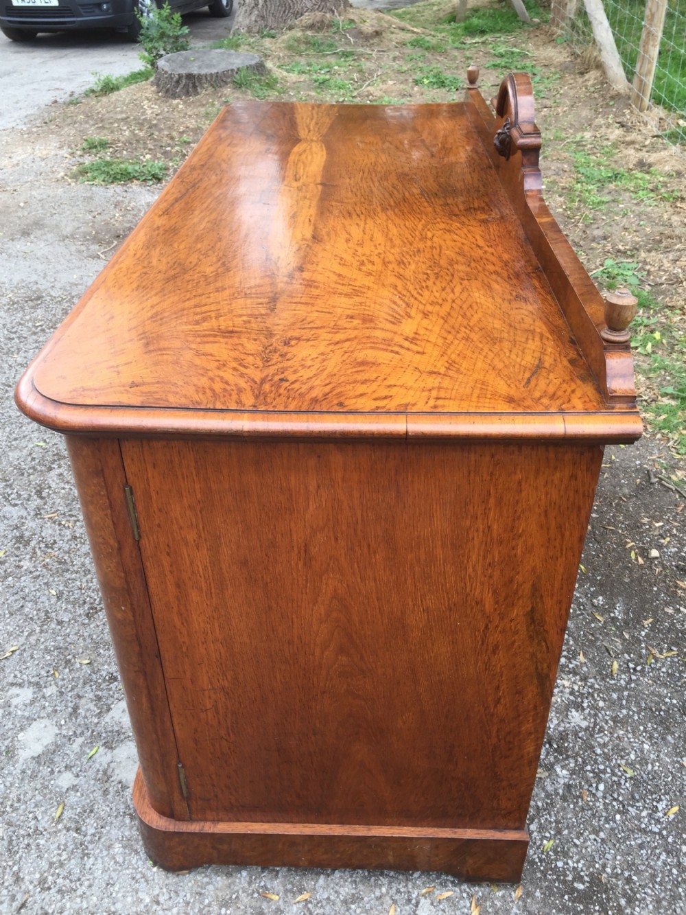 Antique nineteenth century pollard oak low three door cupboard  View VI