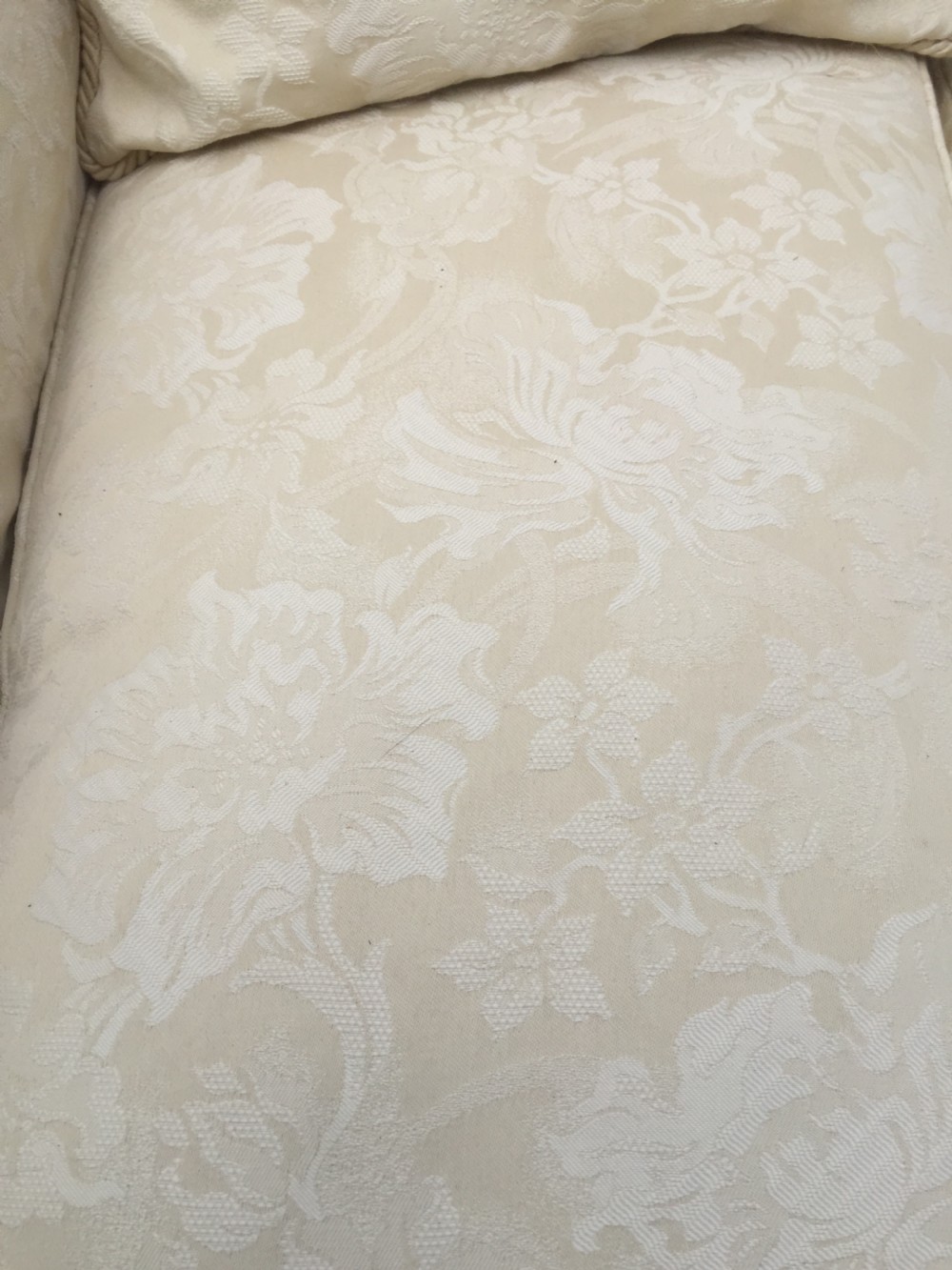 Nineteenth century country house three seater sofa in cream damask View VI
