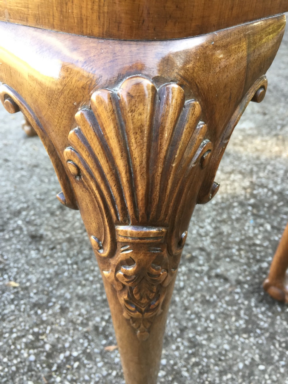 Burr walnut two drawer side table circa 1920 View XV