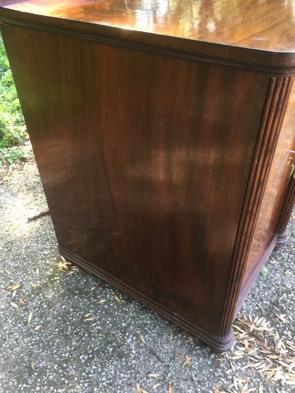 Pair of nineteenth century flame mahogany inlaid bedside cupboards View VII