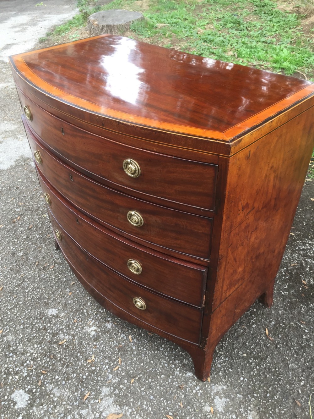 Georgian Mahogany bow front chest of drawers  View II