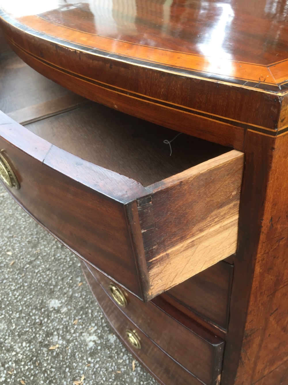Georgian Mahogany bow front chest of drawers  View VI