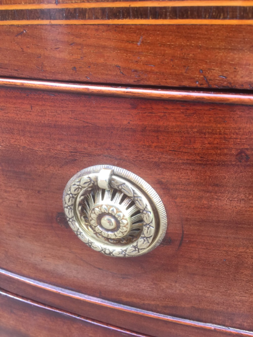 Georgian Mahogany bow front chest of drawers  View VII