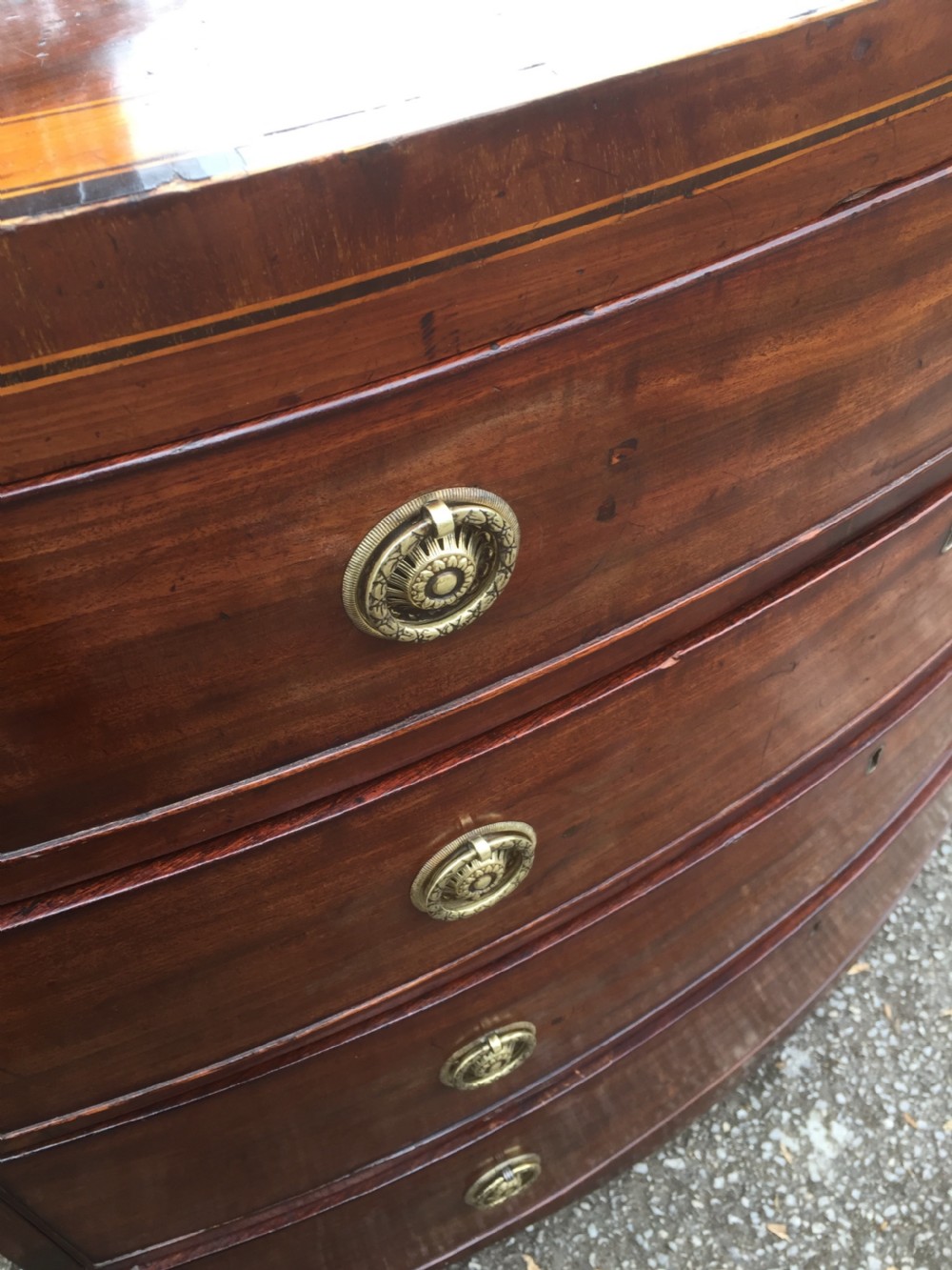 Georgian Mahogany bow front chest of drawers  View XI