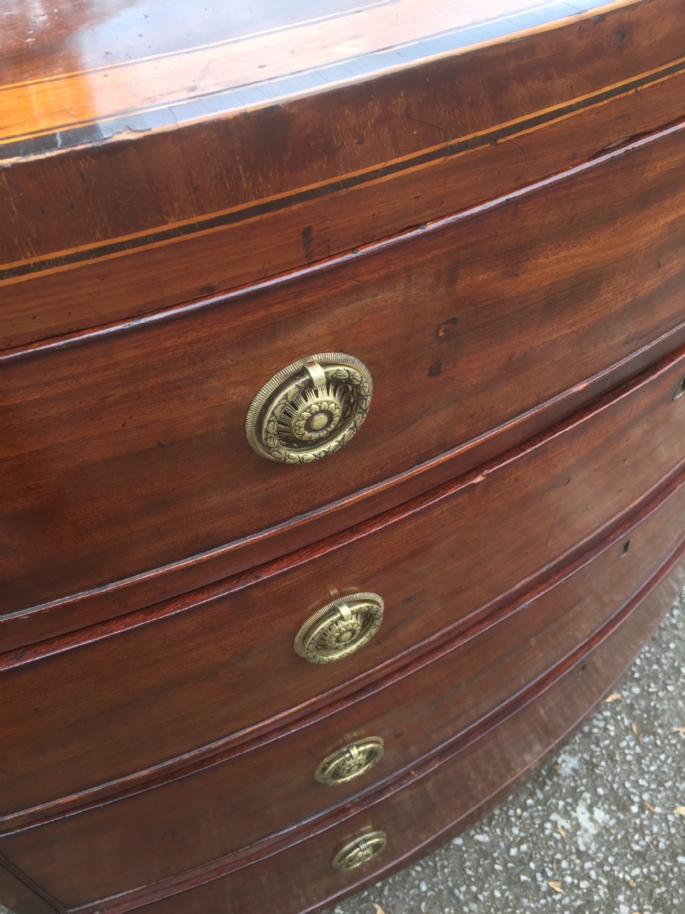 Georgian Mahogany bow front chest of drawers  View XII