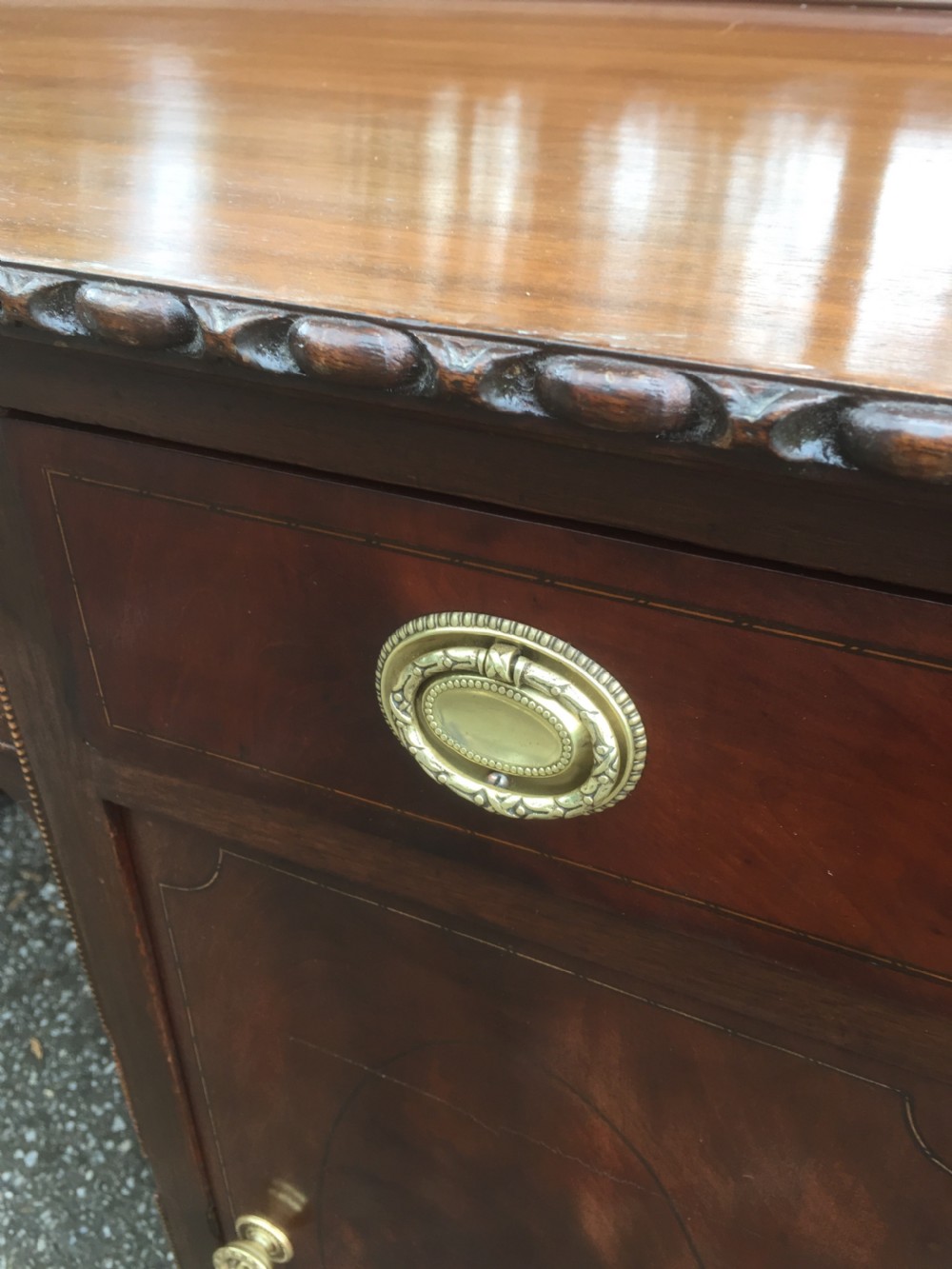 Edwardian flame mahogany twin Pedestal desk  View IV