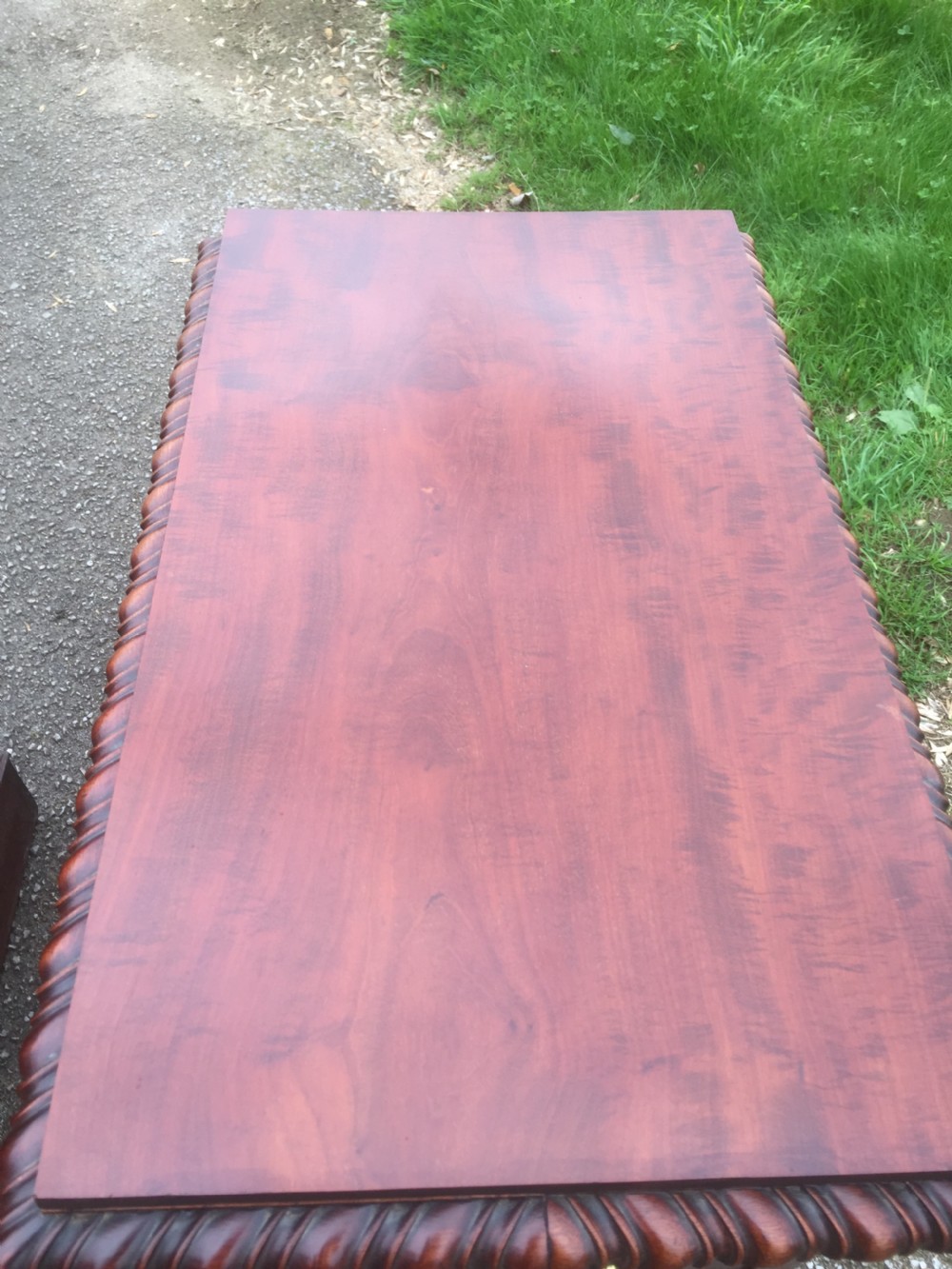 Pair of mahogany bedside cabinets with flame mahogany tops circa 1920 View XII