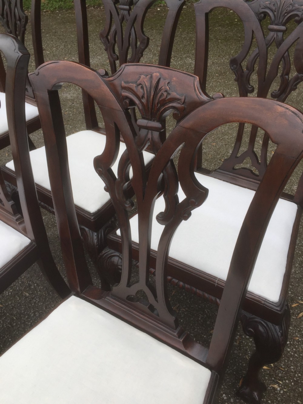 Set of six carved mahogany Chippendale style dining chairs  View III