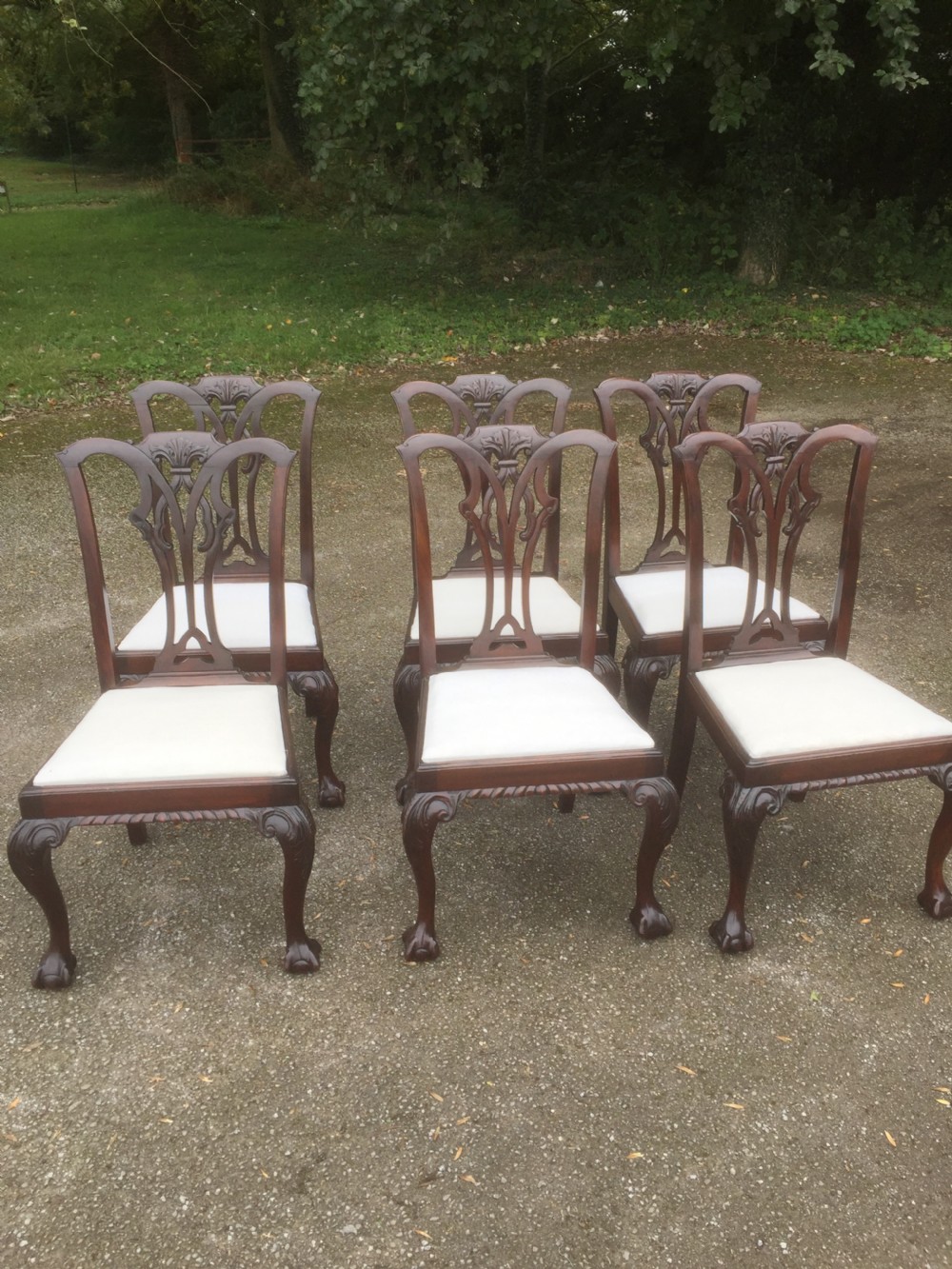 Set of six carved mahogany Chippendale style dining chairs  View V