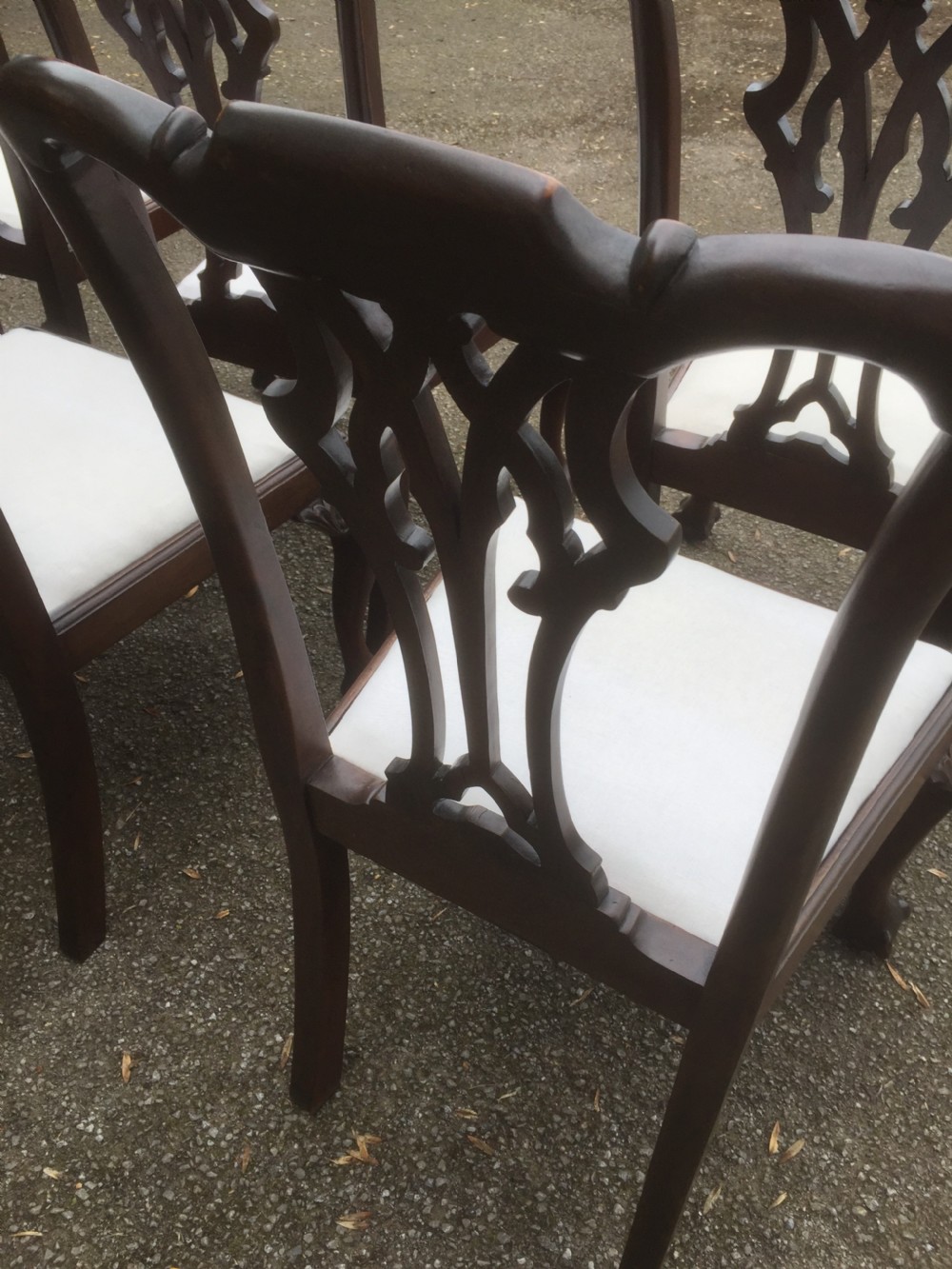 Set of six carved mahogany Chippendale style dining chairs  View IX