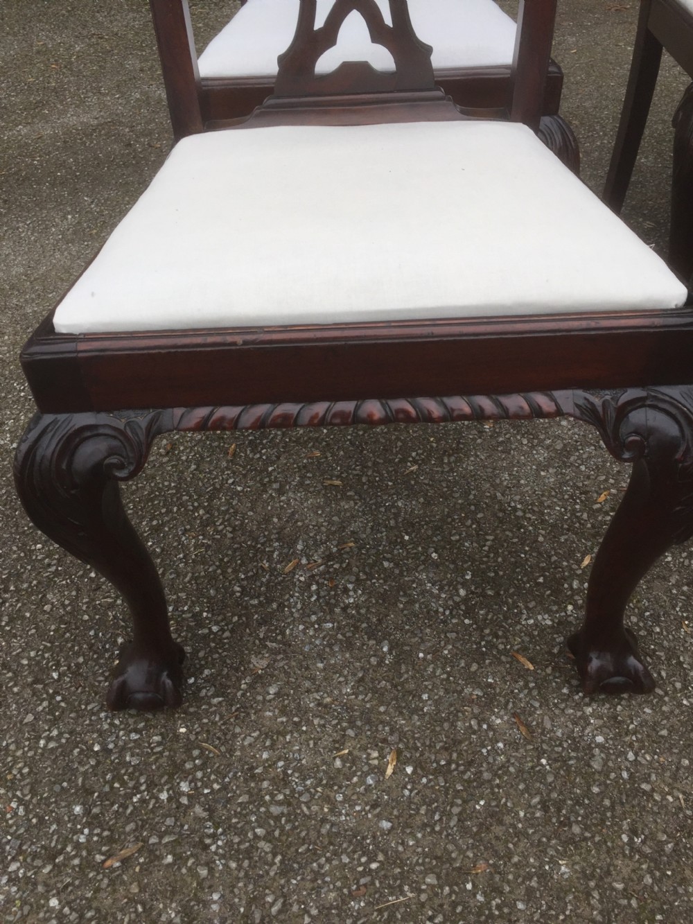 Set of six carved mahogany Chippendale style dining chairs  View X