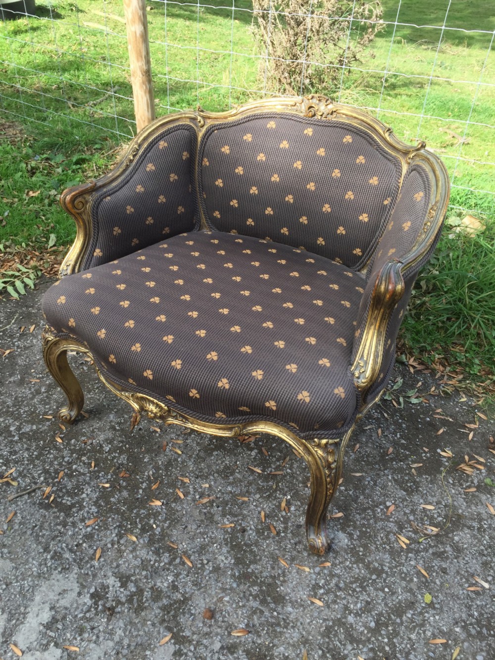 Late nineteenth century French armchair with scrolling gilt frame  View IV