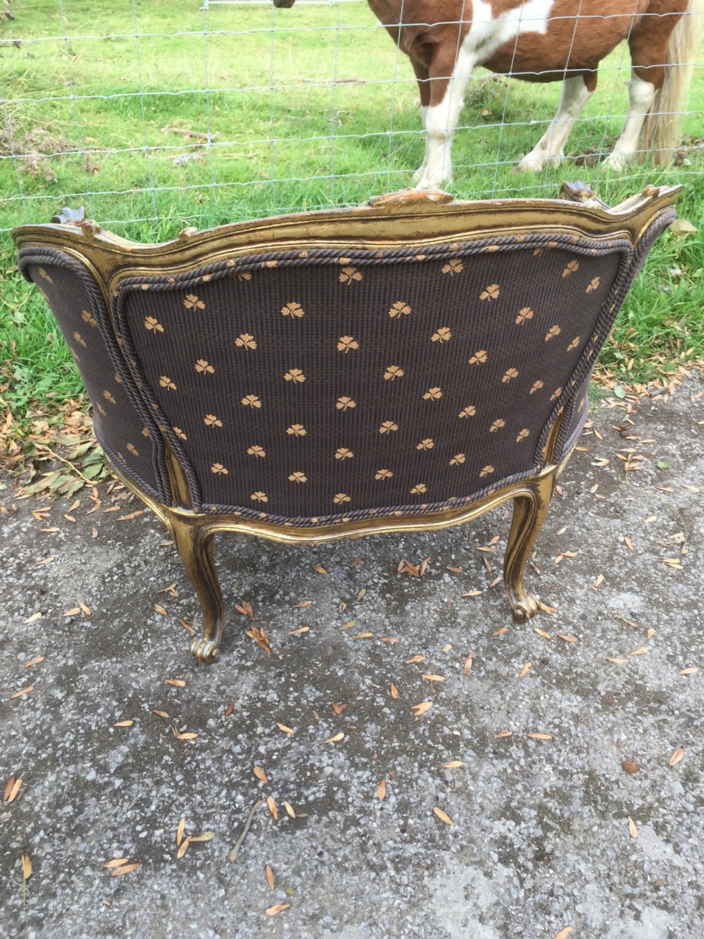 Late nineteenth century French armchair with scrolling gilt frame  View VI