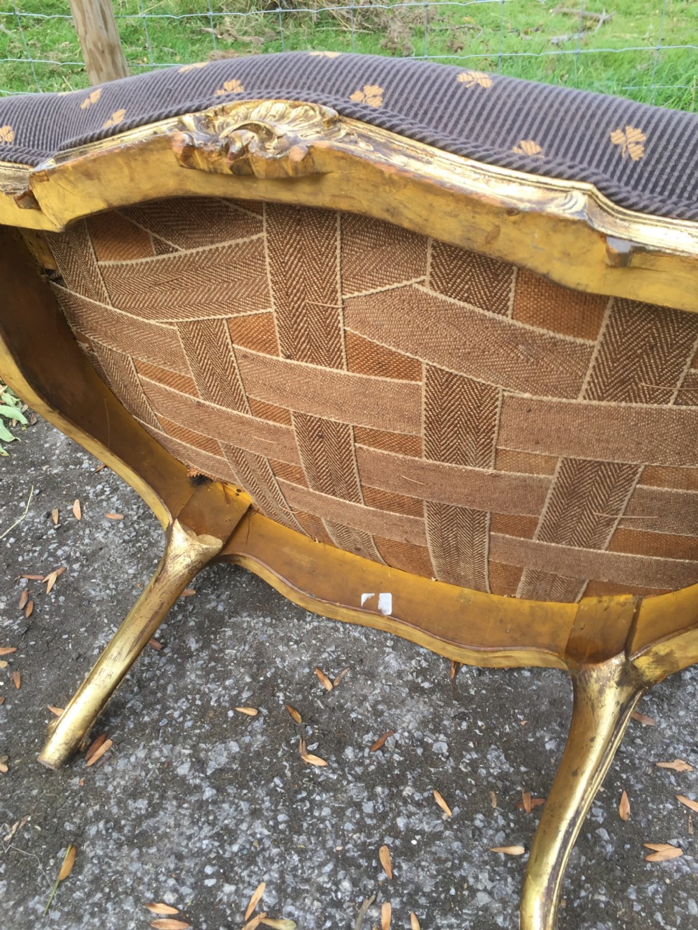Late nineteenth century French armchair with scrolling gilt frame  View VII