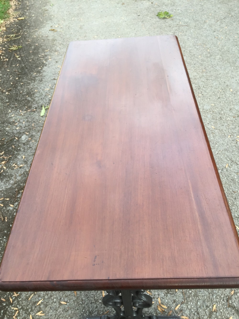 Antique cast iron pub table with mahogany top View VII