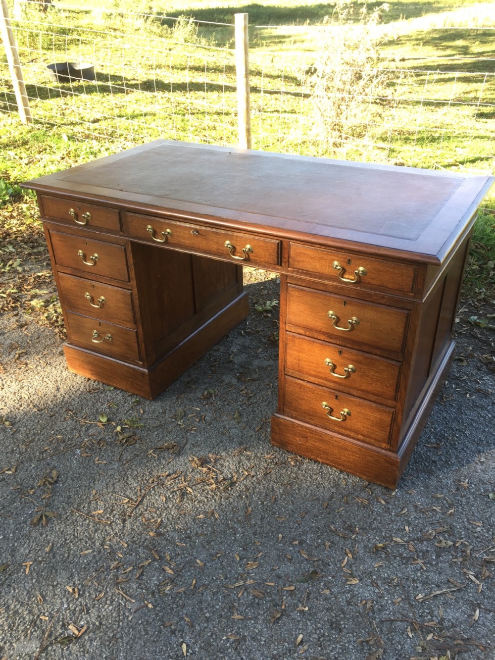 Twin Pedestal oak desk circa 1920