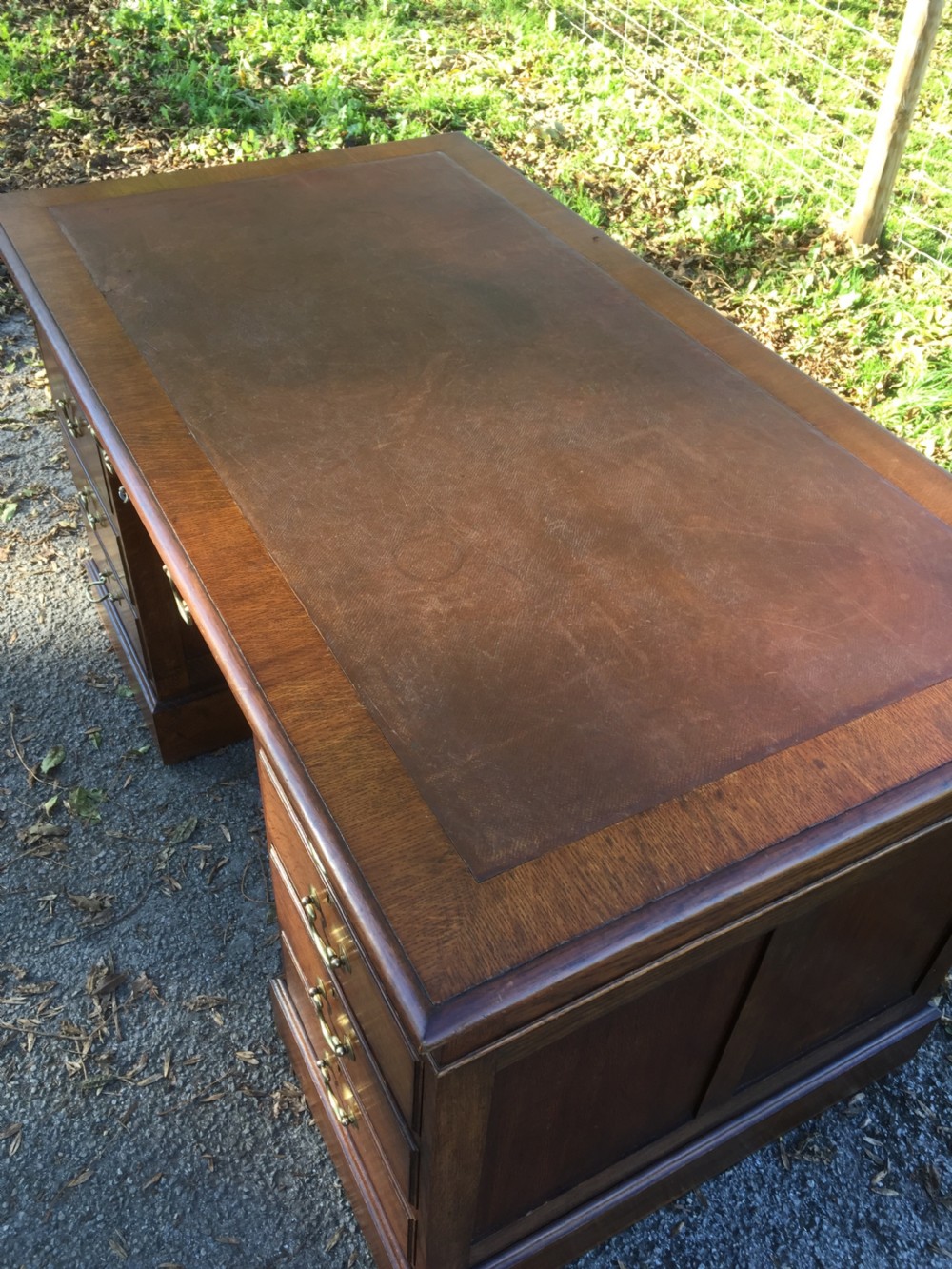 Twin Pedestal oak desk circa 1920 View II