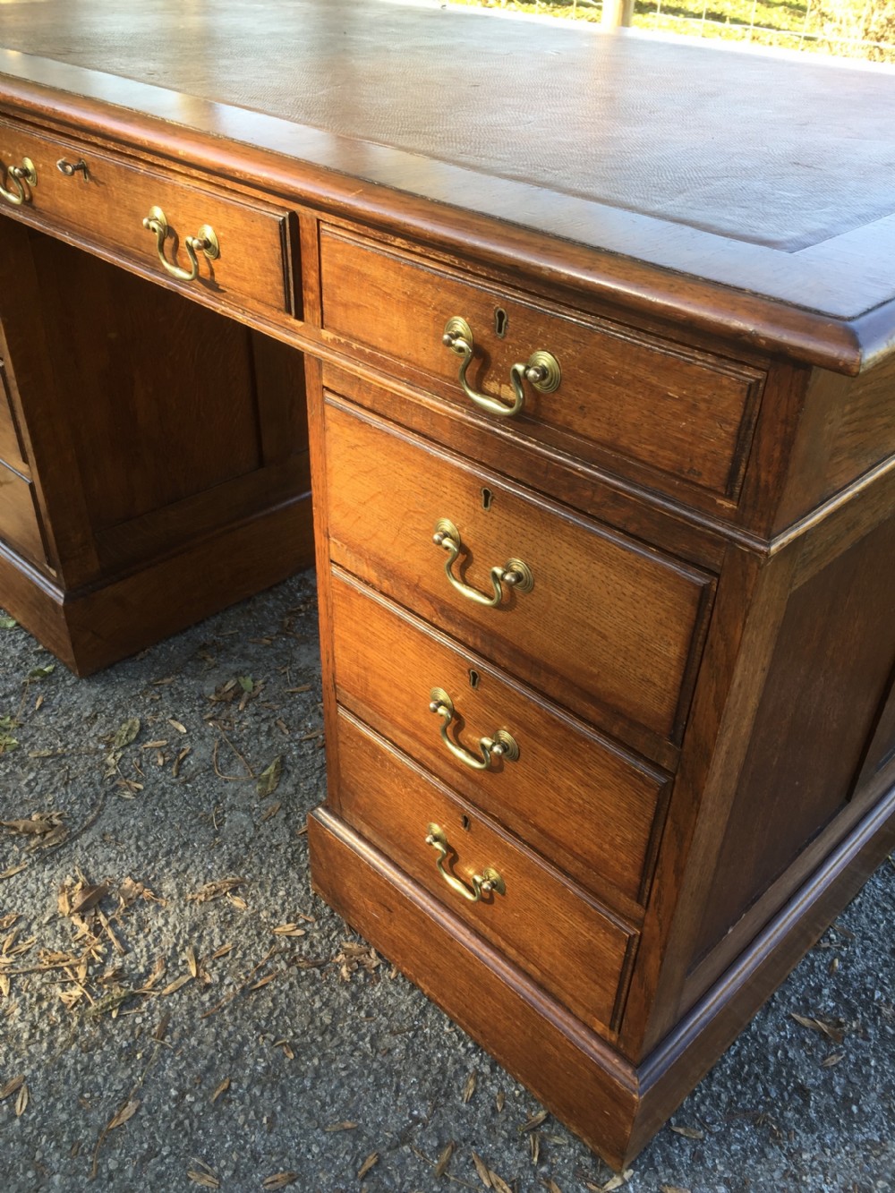 Twin Pedestal oak desk circa 1920 View III