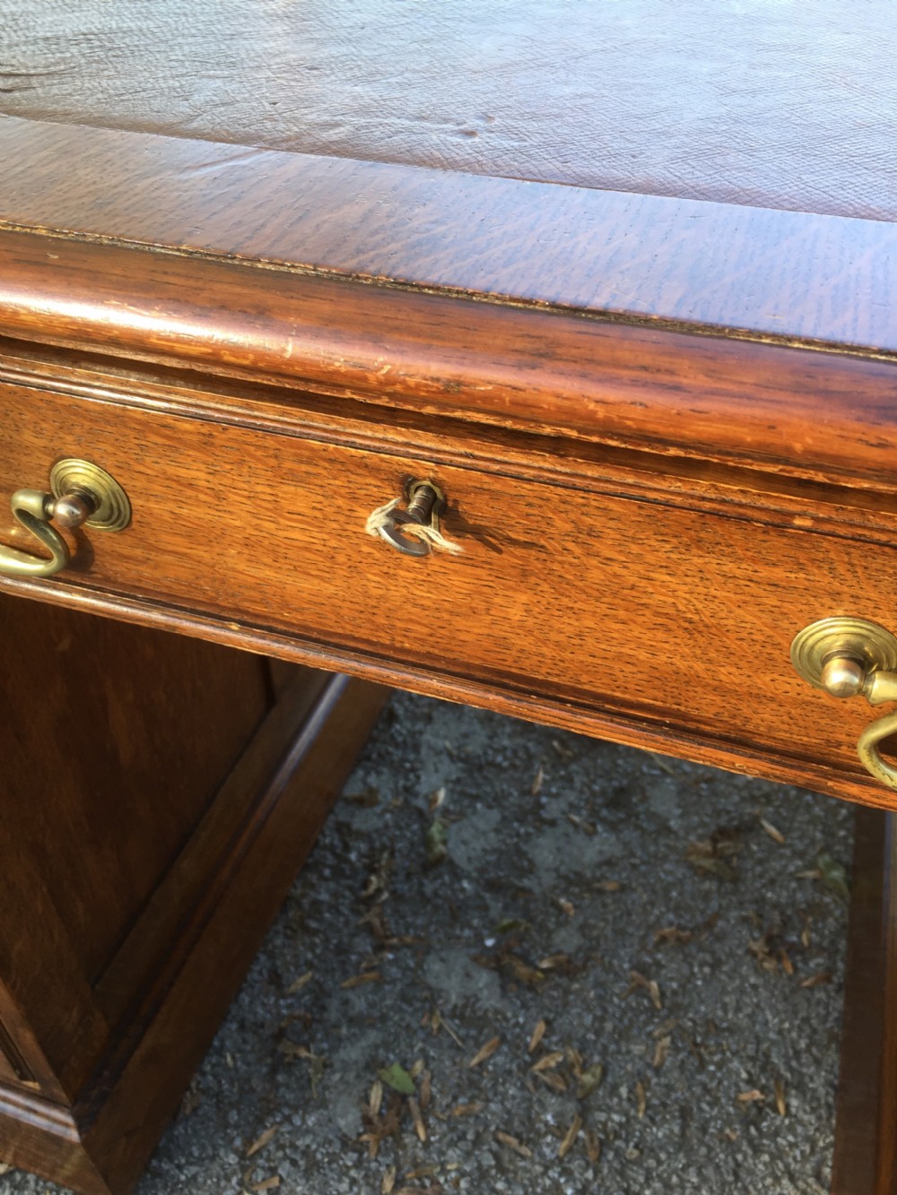 Twin Pedestal oak desk circa 1920 View V