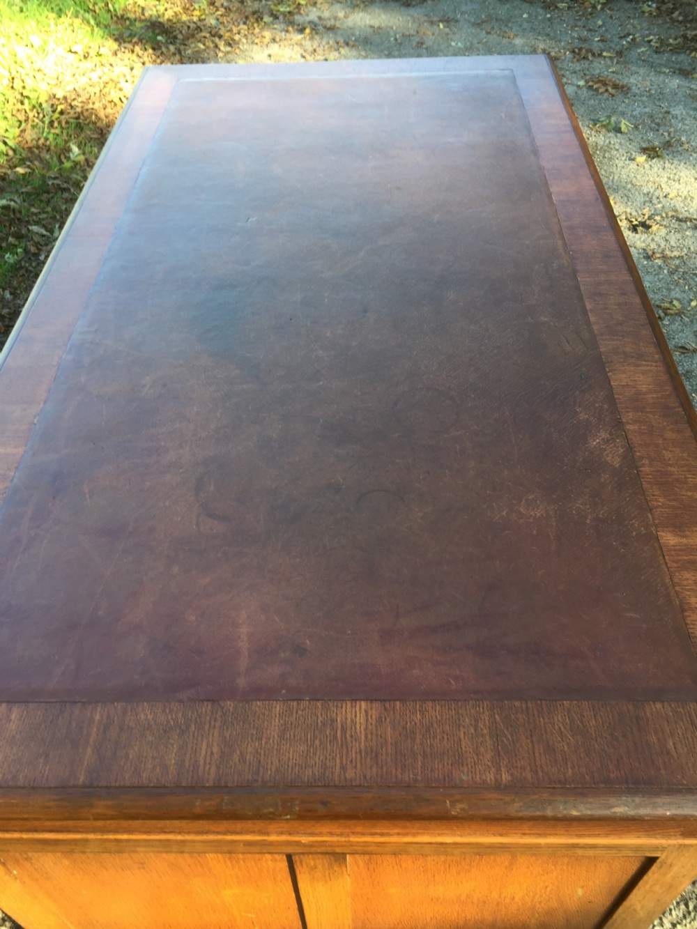 Twin Pedestal oak desk circa 1920 View XII