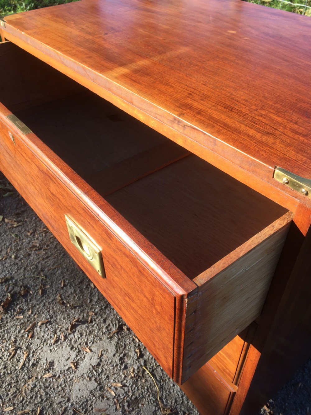 Military style three height chest of drawers on bun feet circa 1920  View VII