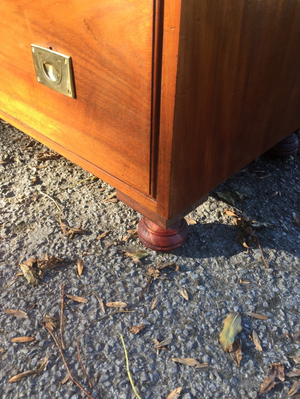 Military style three height chest of drawers on bun feet circa 1920  View IX