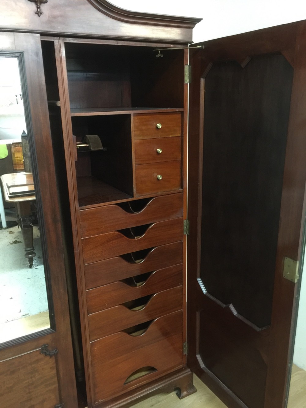 Antique edwardian mahogany two door wardrobe London made  View V