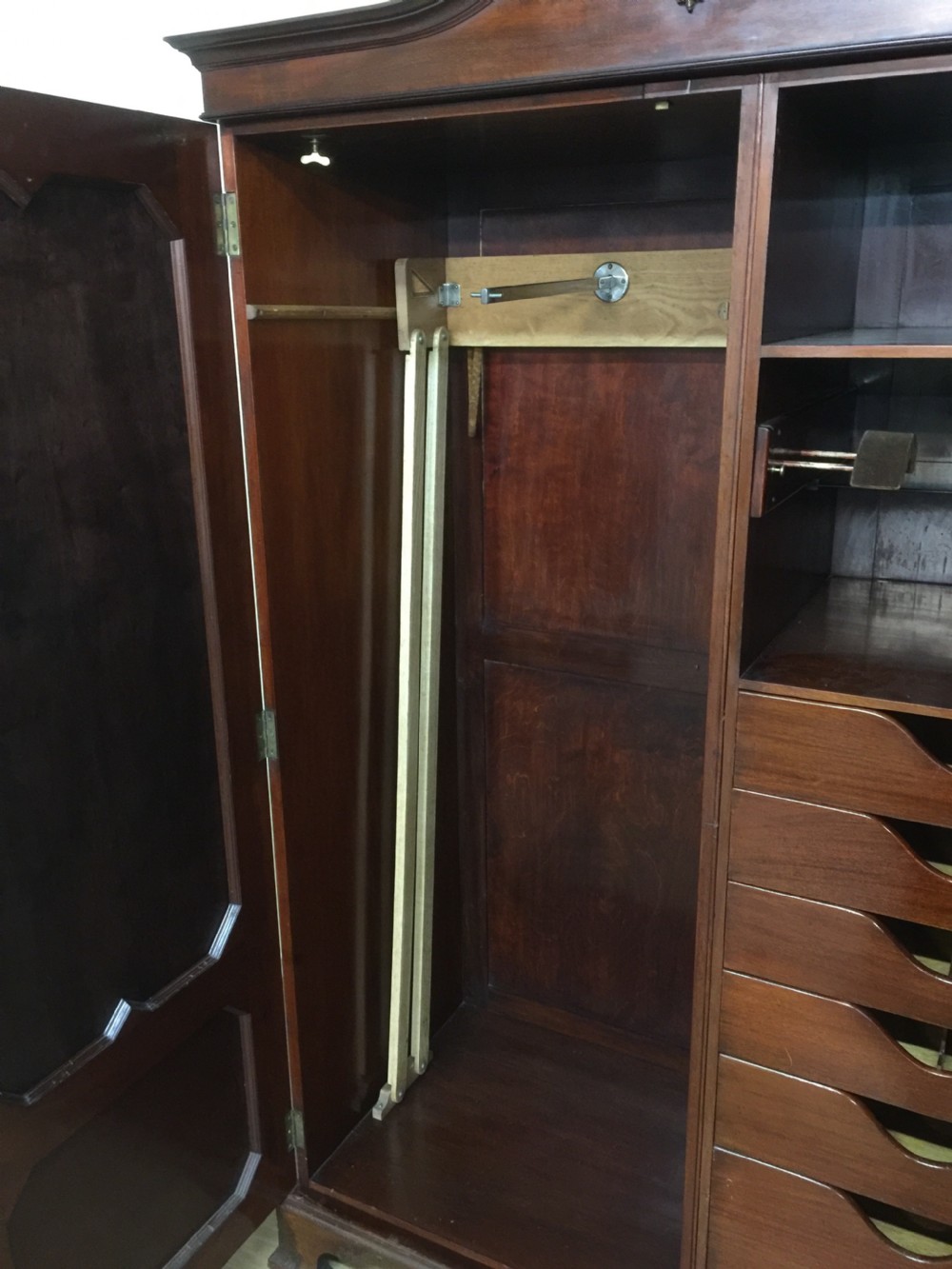 Antique edwardian mahogany two door wardrobe London made  View VI