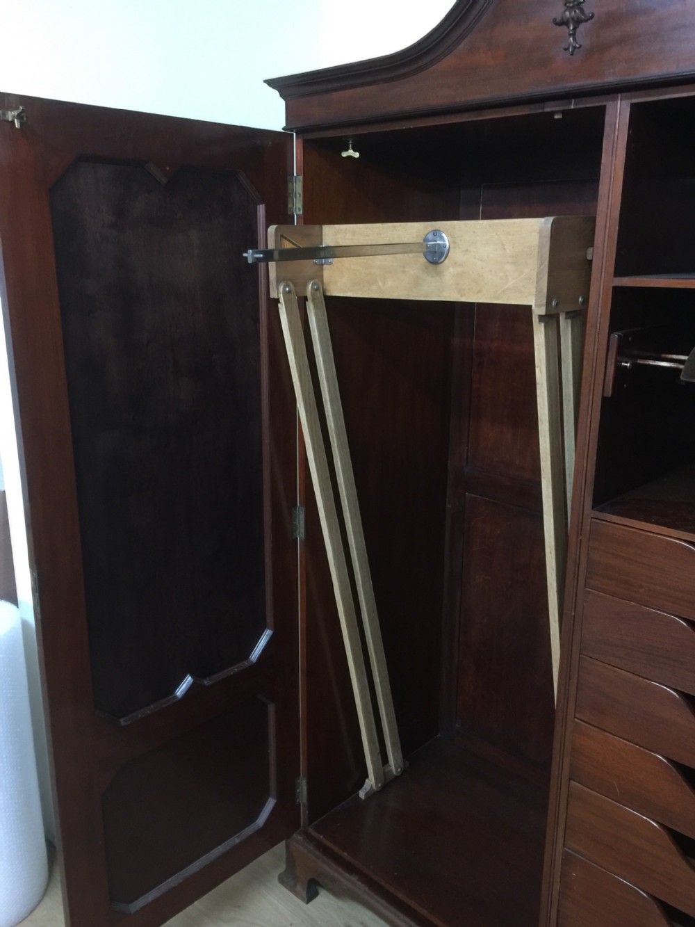 Antique edwardian mahogany two door wardrobe London made  View VII