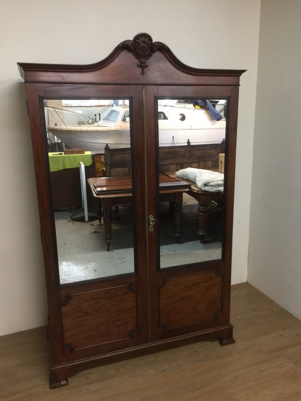 Antique edwardian mahogany two door wardrobe London made  View X