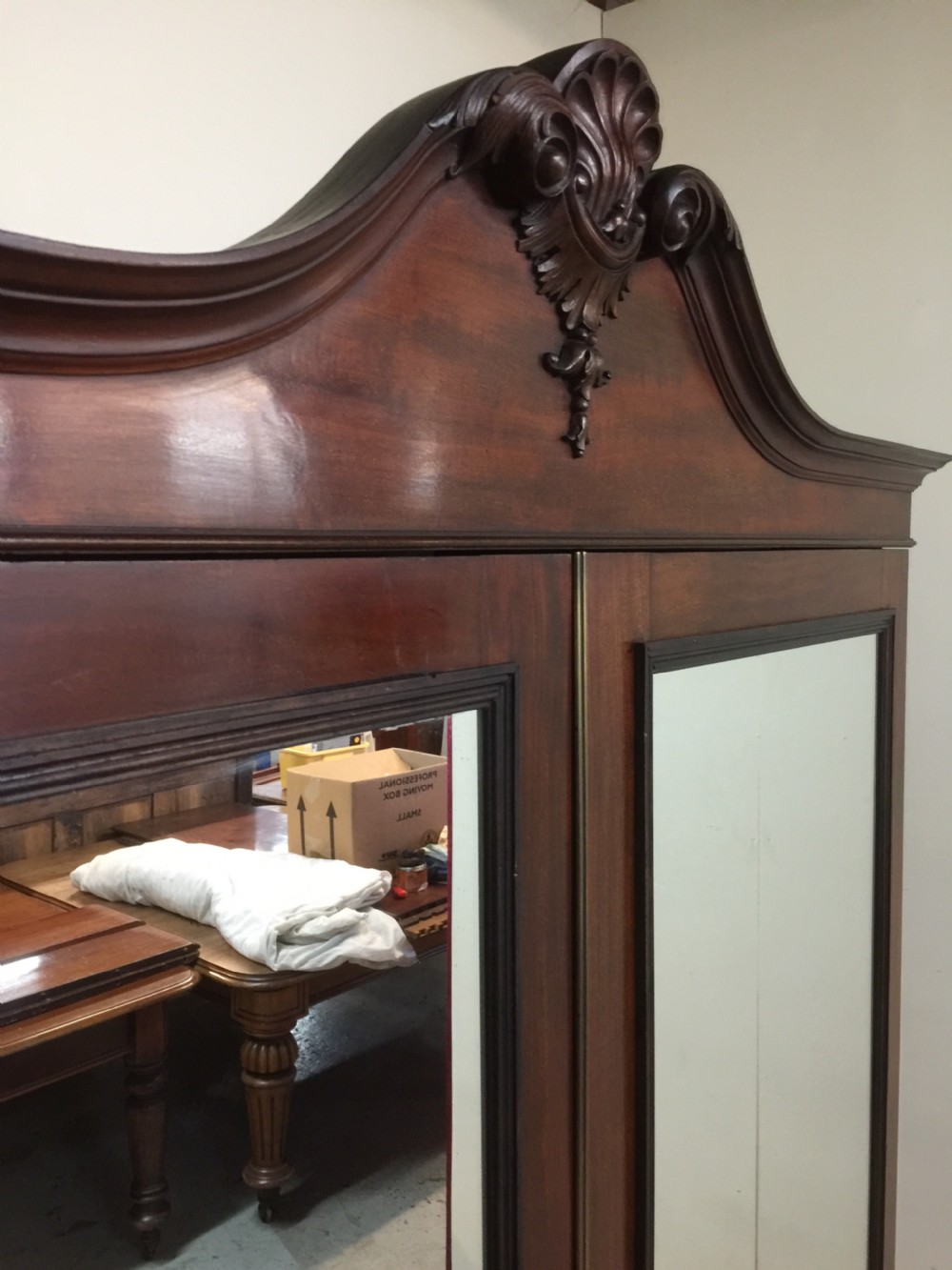 Antique edwardian mahogany two door wardrobe London made  View XII
