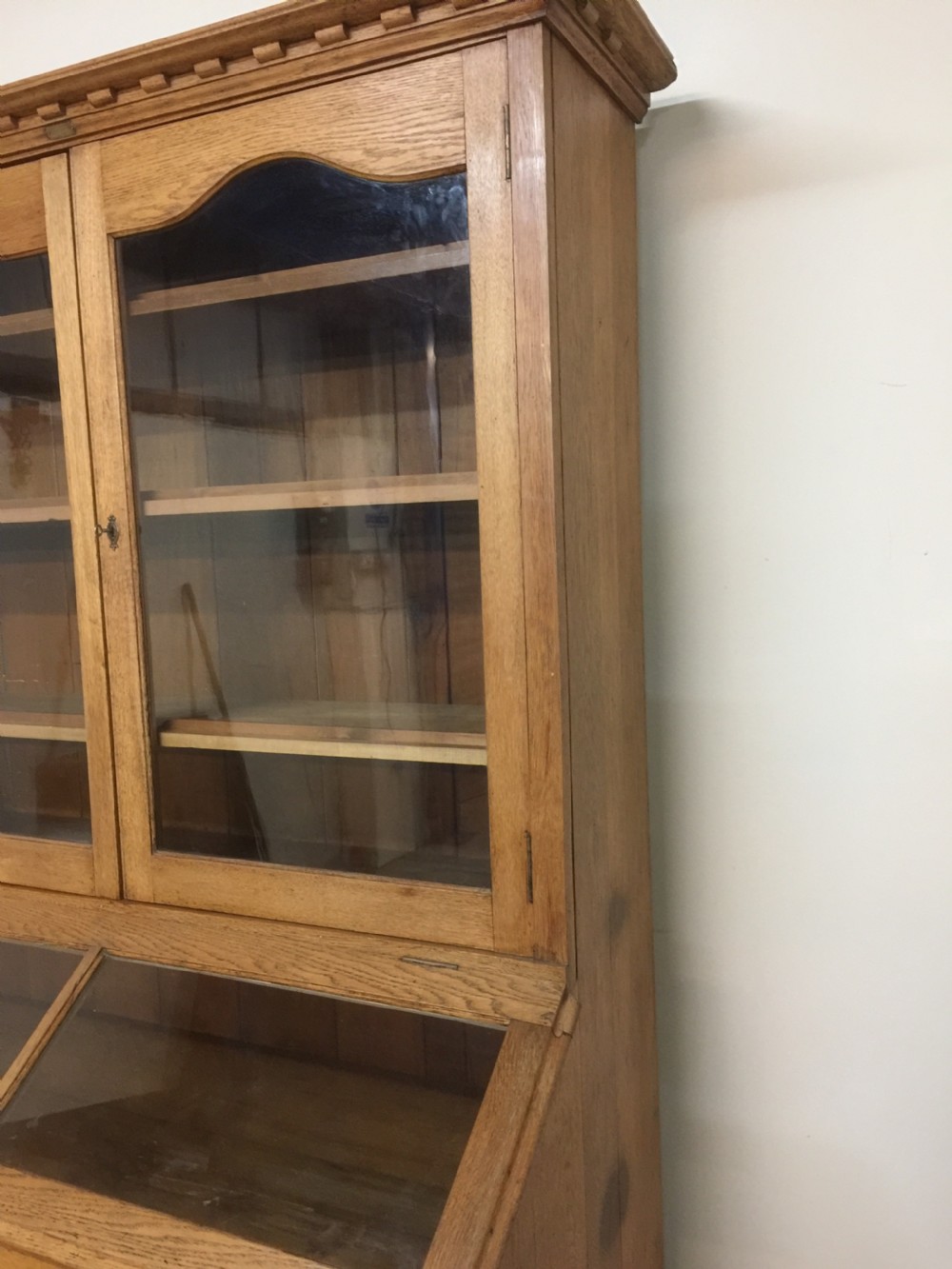 Nineteenth century golden oak museum cabinet by Bennet of Glasgow  View IV